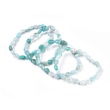 Honeyhandy Natural Amazonite Bead Stretch Bracelets, Tumbled Stone, Nuggets, Inner Diameter: 2~2-1/4 inch(5.2~5.6cm)