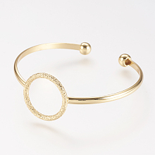 Honeyhandy Brass Cuff Bangle, Real 18K Gold Plated, 2 inchx2-1/8 inch(50x53mm)