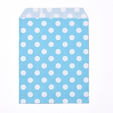 Honeyhandy Kraft Paper Bags, No Handles, Food Storage Bags, Polka Dot Pattern, Deep Sky Blue, 18x13cm