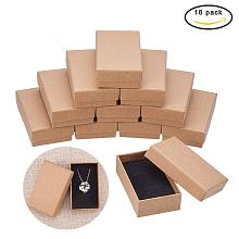 BENECREAT 18 Pack Size 3.26" x 2" x 0.86" Brown Kraft Rectangle Cardboard Jewelry Boxes for Jewelry Set