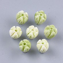 Honeyhandy Synthetic Coral Beads, Dyed, Flower Bud, Yellow Green, 8.5x7mm, Hole: 1mm