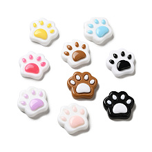 Honeyhandy Opaque Resin Cabochons, Cat Paw Shape, Mixed Color, 18x19x4.5mm