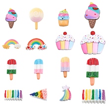 SUNNYCLUE 48Pcs 12 Styles Food Resin Cabochon Ice Cream Charms Bulk Colorful Dessert Lollipop Rainbow Cake Cabochons Flatback for Hair Clips Scrapbooking DIY Crafts Making Supplies