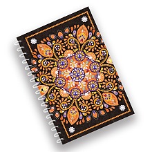 Honeyhandy DIY Mandala Theme Spiral Notebook Diamond Painting Kits, Including A5 Notebook, Resin Rhinestones, Diamond Sticky Pen, Tray Plate and Glue Clay, Flower Pattern, 210x140mm, 60 sheets/book