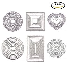 BENECREAT Metal Cutting Dies Stencils, for DIY Scrapbooking/Photo Album, Decorative Embossing DIY Paper Card, Matte Platinum, 8pcs/set