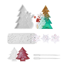 ARRICRAFT Christmas Theme DIY Display Silicone Molds, and Plastic Pipettes, for Jewelry Making, White, 200x163x18mm