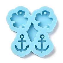 Honeyhandy Pendant Silicone Molds, Resin Casting Molds, For UV Resin, Epoxy Resin Jewelry Making, Clover & Anchor, Dark Cyan, 44x44.5x7mm