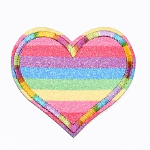 Honeyhandy Heart Appliques, Computerized Embroidery Cloth Iron on/Sew on Patches, Costume Accessories, Colorful, 64.5x67x1mm