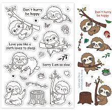 GLOBLELAND Sloth Silicone Clear Stamps Animals Transparent Stamps for Birthday Valentine's Day Cards Making DIY Scrapbooking Photo Album Decoration Paper Craft