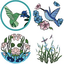 GORGECRAFT 4PCS Flower Bird Window Decals Static Glass Sliding Door Sticker Clings Non Adhesive Vinyl Film Home Decals for Windows Prevent Stop Birds Dogs Pets Strikes