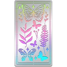 BENECREAT Butterfly Painting Stencils, 7x4 Inch Plants Leaf Stainless Steel Metal Stencil for Wood Carving, Drawings and Woodburning, Engraving and DIY Scrapbooking