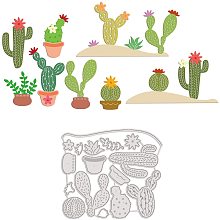 GLOBLELAND Cactus Metal Cutting Dies Potted Plants Die Cuts for DIY Scrapbooking Festival Birthday Wedding Cards Making Album Envelope Decoration,Matte Platinum