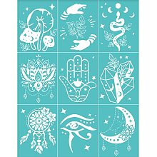 OLYCRAFT 2Pcs 8.6x11 Inch Moon Phases Silk Screen Stencil Self-Adhesive Silk Screen Printing Stencil Divination Theme Dream Catcher Mesh Transfers Silk Screen for Painting on Wood T-Shirt Fabric Bags