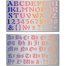 GORGECRAFT 2 Styles 6" Metal Numbers Stencil Alphabet Templates Reusable Stainless Steel Greek Letters Drawing Journal Stencil for Painting on Wood Burning Wall Canvas Pyrography Engraving