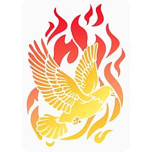 FINGERINSPIREE Fire Pigeon Stencil for Painting 11.7x8.3 inch Hollow Out Holy Spirit Pigeon Drawing Stencil Reusable Plastic Animal Fire Stencil Template for Painting on Wall, Photo Album, Paper