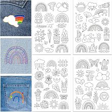 GLOBLELAND 4 Sheets Rainbow Pattern Water Soluble Hand Sewing Stabilizers for Fabric Embroidery Stitch Practice Embroidery Stickers Wash Away Stabilizers for Embroidery Beginners Lovers