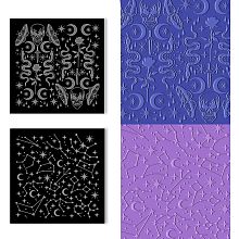 BENECREAT 2PCS Acrylic Clay Textured Mats, 12 Constellations & Skeleton Square Clay Texture Plate Sheets for DIY Crafts & Jewelry Making, 4x4 Inch