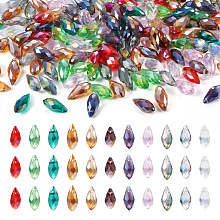 Craftdady 220Pcs 11 Colors Electroplate Glass Faceted Teardrop Beads Strands, Top Drilled Beads, AB Color Plated, Mixed Color, 11.5~13x6mm, Hole: 1m, 20Pcs/color