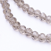 Honeyhandy Glass Beads Strands, Faceted, Round, Gray, 4mm, Hole: 1mm, about 98pcs/strand, 13.7 inch