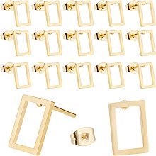 BENECREAT 24 Pairs Geometric 304 Stainless Steel Stud Earrings Rectangle Golden Earring Studs for Earring Making