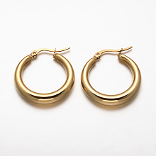 Honeyhandy Ring 304 Stainless Steel Hoop Earrings, Hypoallergenic Earrings, Golden, 29x27.5x5mm, Pin: 1x0.5mm