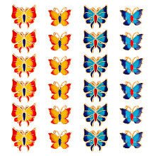 DICOSMETIC 24Pcs 2 Styles Butterfly Spacer Beads Enamel Flatback Butterfly Beads Orange and Blue Insect Beads Alloy Animal Beads Easter Beading Charm for Jewelry Making, Hole: 1.6/1.8mm