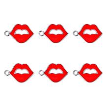 PandaHall Elite 30pcs Red Alloy Enamel Sexy Red Lip Pendants Charms Finding Kiss Mouth Pendants Beads for Jewelry Making and Crafting