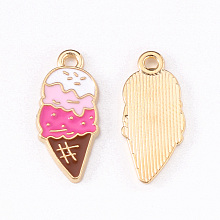 Honeyhandy Alloy Enamel Pendants, Ice-cream, Light Gold, Colorful, 21x9.5x1.5mm, Hole: 1.6mm