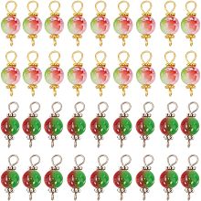 Arricraft 100 Pcs Resin Connector Charms, 2 Colors Round Spray Painted Links Charms with Two Iron Loops Red & Green Connectoers Pendants for Jewelry Earring Making