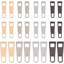 FINGERINSPIRE 24 Pcs Zinc Alloy Replacement Pull-tab Zipper Slider #3 & #5 Pull Tab Fixer Zipper Tab Alloy Zipper Head for Luggage Backpack Jacket Bags Coat (Silver, Gunmetal, Platinum, Gold)