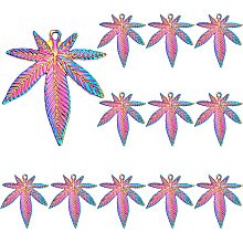 SUPERFINDINGS 12pcs Maple Leaf Pendants Multi-Color Tree Leaves Charms Pendants Alloy Enamel Pendants 39x33mm Fall Pendants for Earring Jewelry Making Dangle Earrings DIY, Hole: 1.4mm