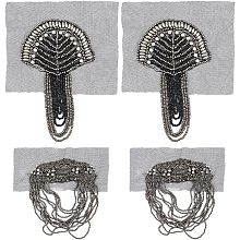 SUPERFINDINGS 2 Pair 2 Styles Punk Tassel Epaulette Detachable Iron Rivet Shoulder Epaulet Pin Badge Gunmetal Shoulder Insignia with Glass Beads for Man Woman Leather Jacket Windbreaker Coat