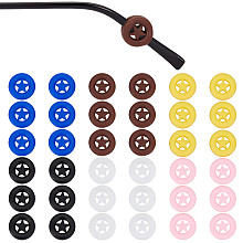 Gorgecraft 18 Pairs 6 Colors Silicone Eyeglasses Ear Grip, Anti Slip Holder, Flat Round with Star, Mixed Color, 14.5x5mm, Hole: 7.5x0.2mm, 3 pairs/color