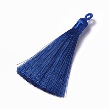 Honeyhandy Polyester Tassel Pendants, Marine Blue, 78~82x8mm, Hole: 2~4mm