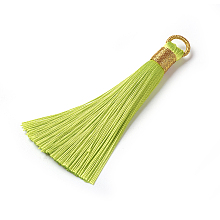 Honeyhandy Polyester Tassel Pendants, Green Yellow, 80~83x7~8mm, Hole: 5~7mm