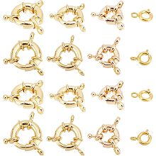 PandaHall Elite 16pcs Spring Ring Clasps 4 Size 18K Gold Plated Closed Ring Clasps Long-Lasting Clasps Jewelry Link Connectors for DIY Craft Necklace Bracelet Anklet Jewelry Making, 15/13/11.5/9mm