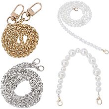 ARRICRAFT 4 Styles Purse Handle Chain, Iron Crossbody Chain Strap Imitation Pearl Bead Handbag Handle Replacement Metal Bag Shoulder Chain Strap DIY Bag Making Accessories