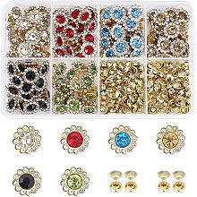 WADORN 120 Sets 11mm Rhinestone Rivets Studs, 6 Colors Sun Flower Crystal Rivets Studs Leather Rivets Studs Diamond Nailhead Studs for Leather Craft DIY Making Repairs Decoration