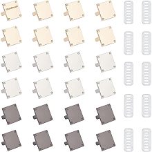 WADORN 24pcs Metal Blank Stamping Tags, 3 Colors Alloy Rectangle Blank Name Labels Marker DIY Handmade Logo Labels with Shim for Clothes Bags Label Signs for Jeans Shoes Craft Bag Making Hardware