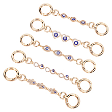 WADORN 1 Set Alloy Enamel Evil Eye Links Bag Strap Extenders, with Crystal Rhinestone and Alloy Swivel Clasps, Golden, 14.5~16.6cm, 5pcs/set