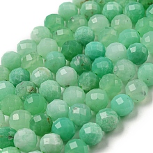 Honeyhandy Natural Chrysoprase Beads Strands, Faceted, Round, 6mm, Hole: 0.8mm, about 63~79pcs/strand, 14.92~15.12''(37.9~38.4cm)