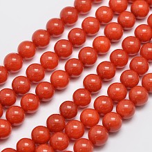 Honeyhandy Natural Malaysia Jade Beads Strands, Round, Dyed, Orange Red, 8mm, Hole: 1mm, about 48pcs/strand, 15 inch