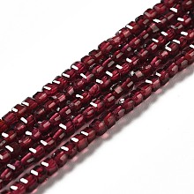 Natural Garnet Beads Strands, Faceted, Square, 2.5x2.5x3mm, Hole: 0.6mm, about 158~159pcs/strand, 15.31~15.51''(38.9~39.4cm)