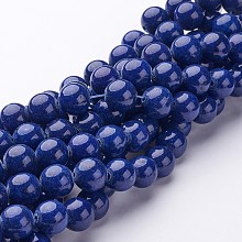 Honeyhandy Natural Mashan Jade Round Beads Strands, Dyed, Midnight Blue, 10mm, Hole: 1mm, about 41pcs/strand, 15.7 inch