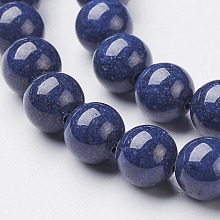 Honeyhandy Natural Mashan Jade Round Beads Strands, Dyed, Midnight Blue, 6mm, Hole: 1mm, about 69pcs/strand, 15.7 inch