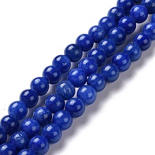 Honeyhandy Natural Mashan Jade Round Beads Strands, Dyed, Midnight Blue, 8mm, Hole: 1mm, about 51pcs/strand, 15.7 inch