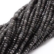 Honeyhandy Dyed Natural Malaysia Jade Rondelle Beads Strands, Faceted, Gray, 4x2~3mm, Hole: 1mm, about 115pcs/strand, 14 inch