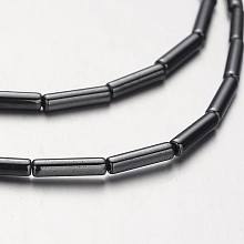 Honeyhandy Non-magnetic Synthetic Hematite Bead Strands, Tube, Original Color, 8x2mm, Hole: 1mm, about 51pcs/strand, 15.7 inch