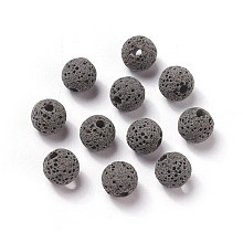 Honeyhandy Unwaxed Natural Lava Rock Beads, for Perfume Essential Oil Beads, Aromatherapy Beads, Dyed, Round, Gray, 8.5mm, Hole: 1.5~2mm