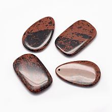 Honeyhandy Natural Mahogany Obsidian Stone Pendants, Mixed Shape, 54~55x34~35x5.5~7mm, Hole: 2mm